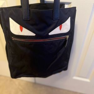 Fendi Black Nylon Monster Eyes Tote Bag